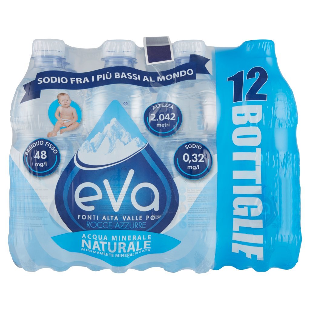 Eva Fonti Alta Valle Po Rocce Azzurre Acqua Minerale Naturale 12 x 0,5 l