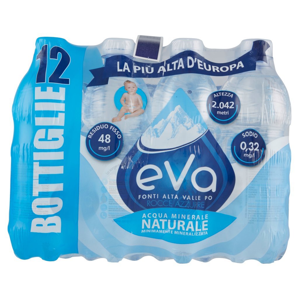 Eva Fonti Alta Valle Po Rocce Azzurre Acqua Minerale Naturale 12 x 0,5 l