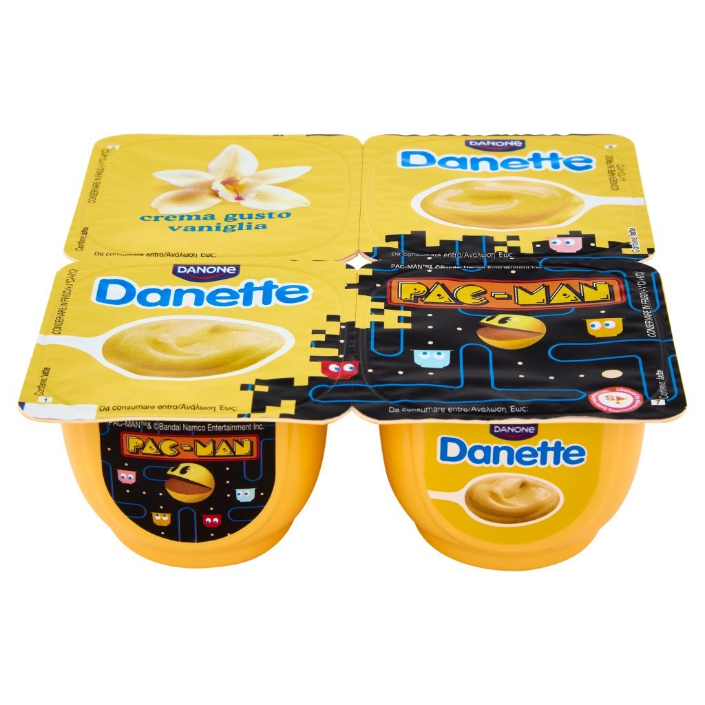 Danette Danette Pac-man, Budino Gusto Vaniglia, Fresco Dessert, senza Conservanti, senza Glutine, 4x125g