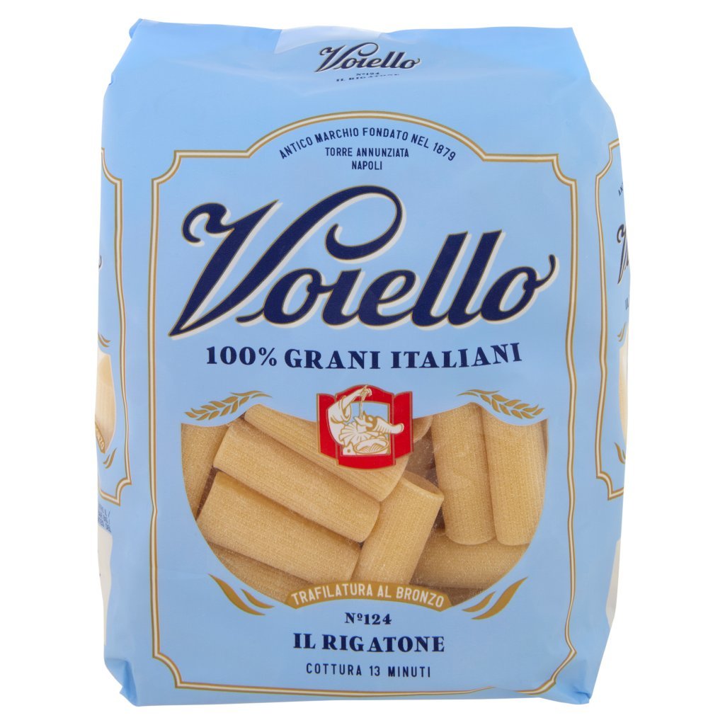 Voiello Pasta il Rigatone N°124 Grani 100% Italiani Trafilata Bronzo