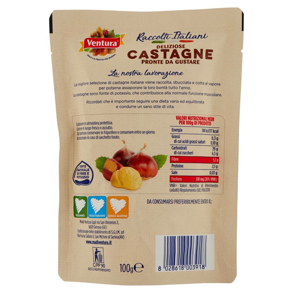 Ventura Raccolti Italiani Deliziose Castagne Pronte da Gustare