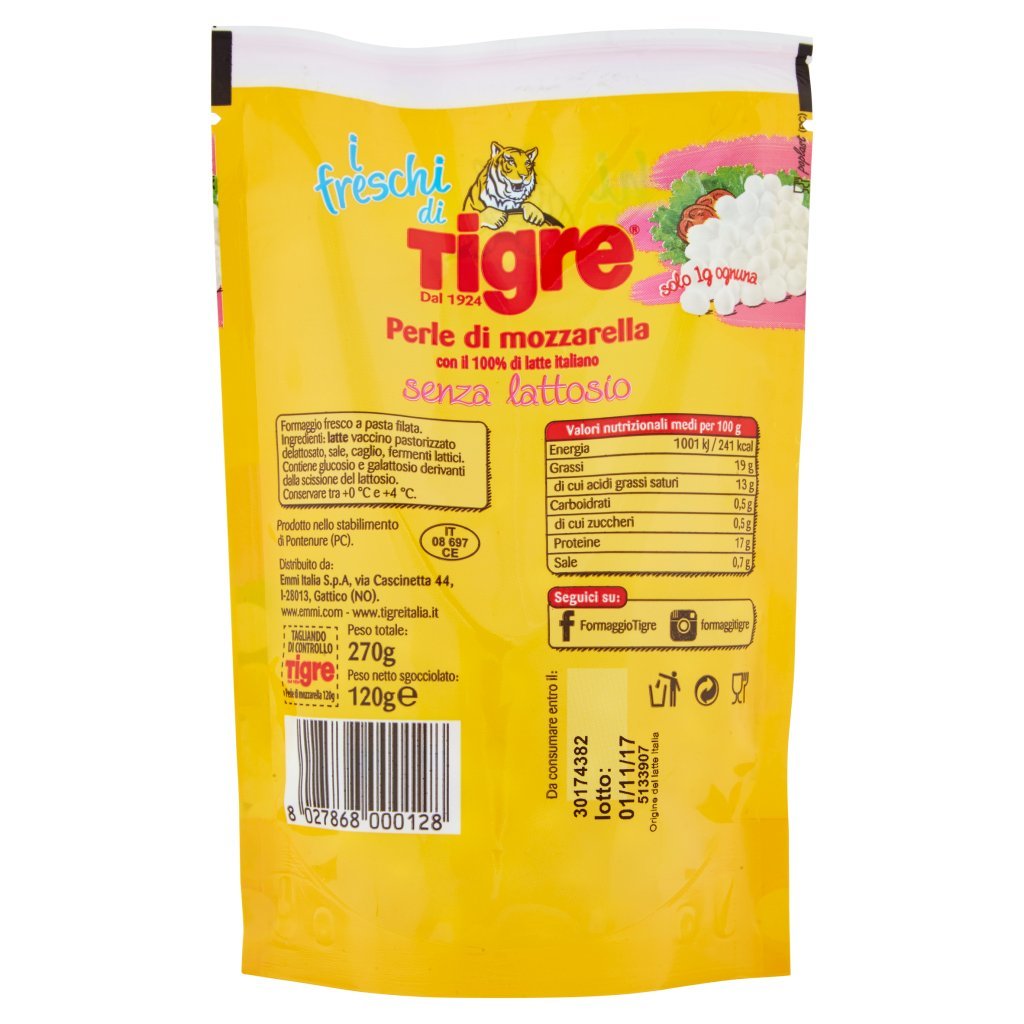 Tigre I Freschi di Tigre Perle di Mozzarella senza Lattosio* 120 g