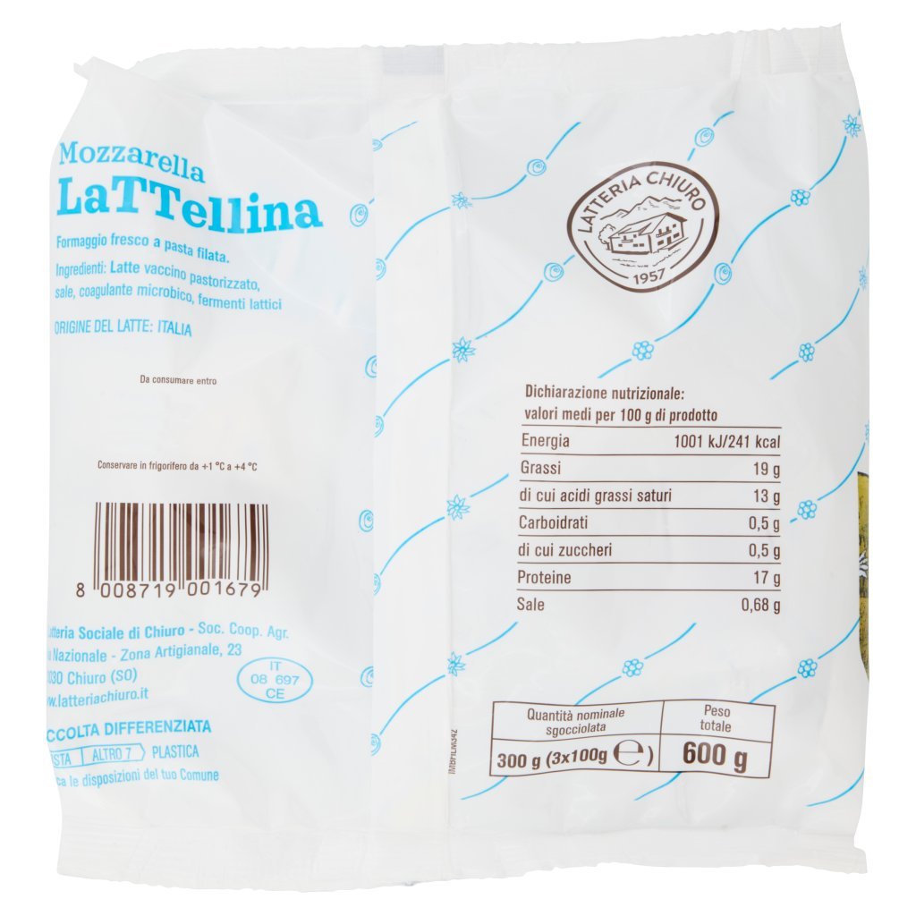 Latteria Chiuro Mozzarella Lattellina 3 x 100 g