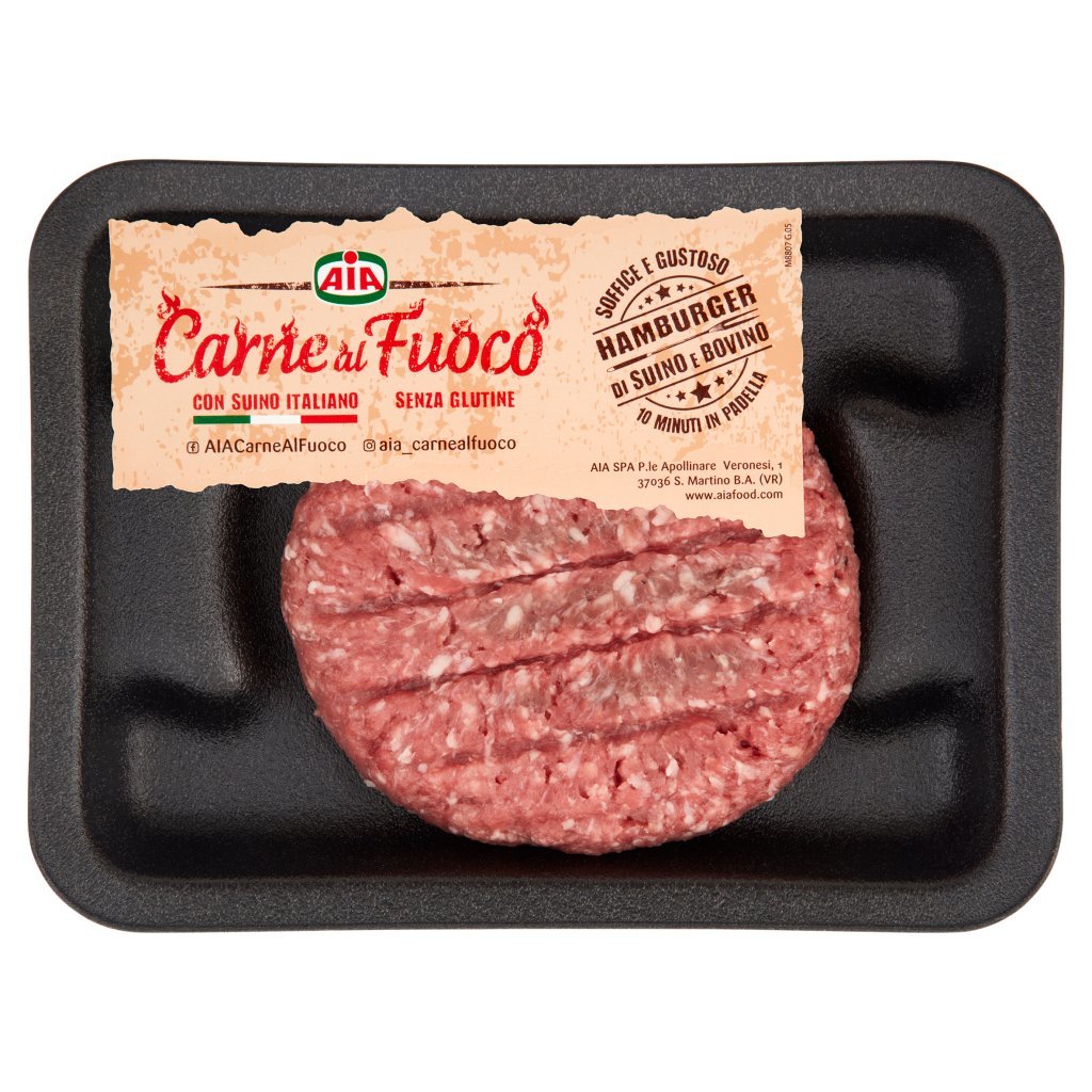 Aia Carne al Fuoco Hamburger di Suino e Bovino 0,150 Kg