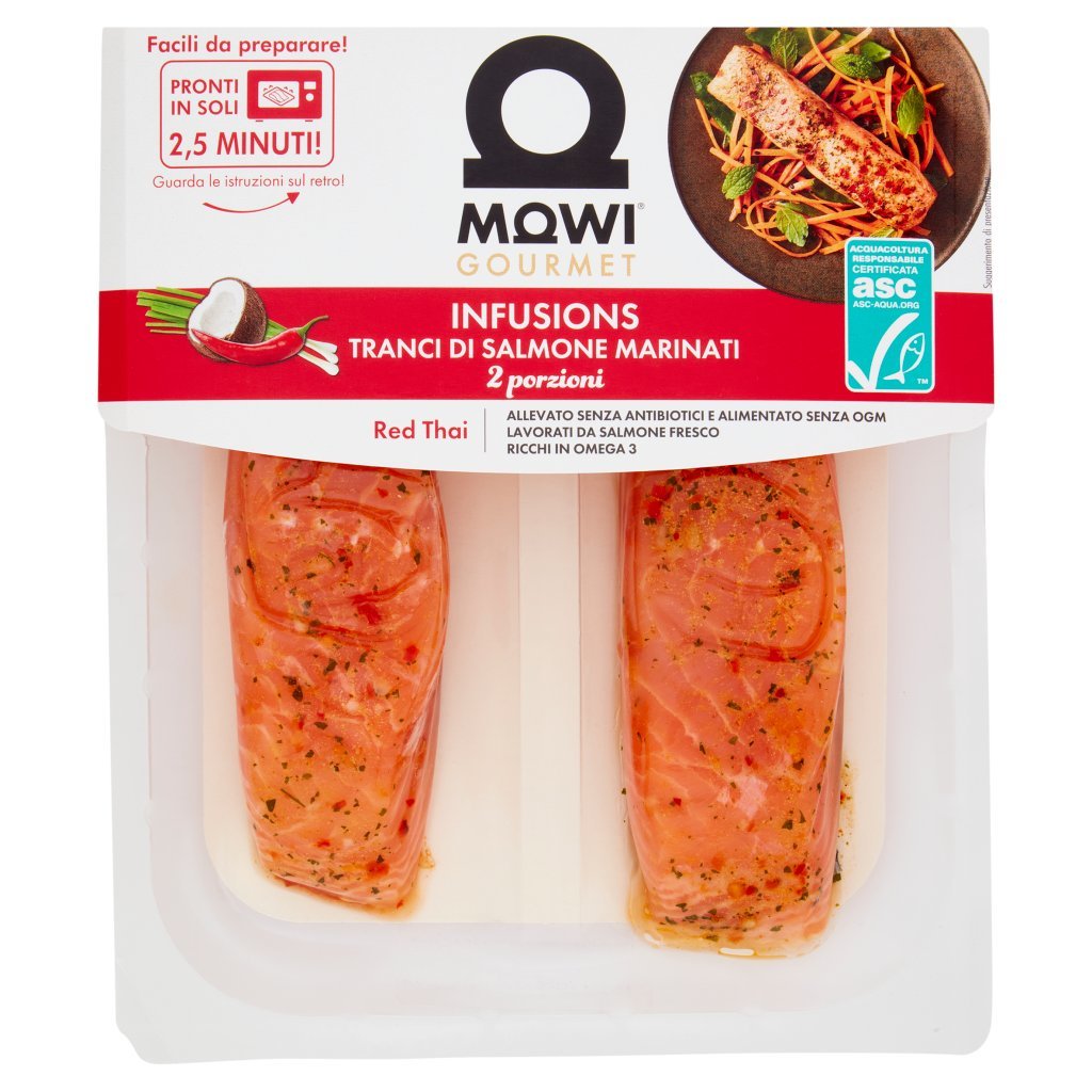 Mowi Gourmet Infusions Tranci di Salmone Marinati Red Thai 2 x 110 g