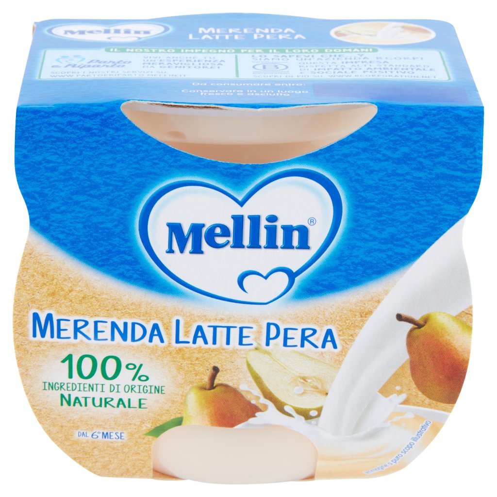 Mellin Mellin Merenda Latte e Pera al Cucchiaio 2 x 100 g