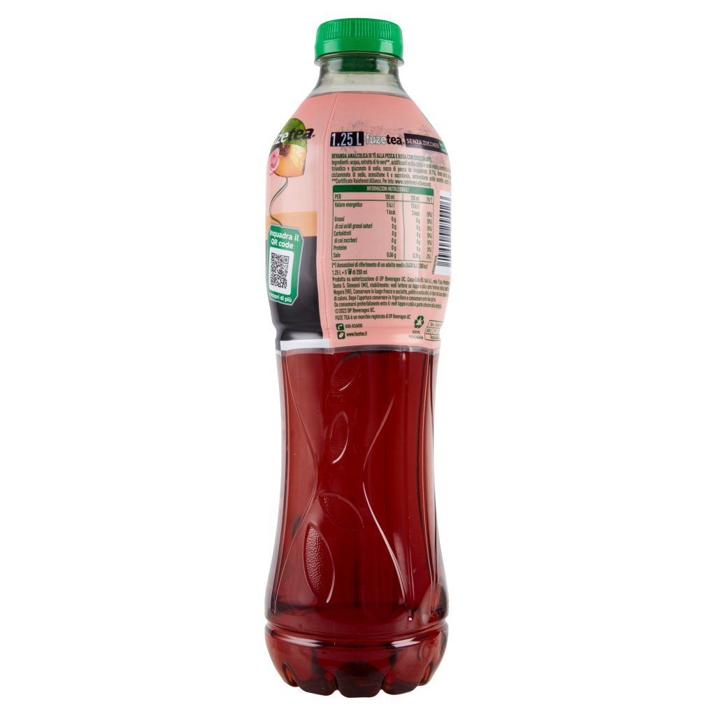 Fuze Tea Zero Fuze Tea senza Zuccheri, Tè Nero Pesca con una Nota di Rosa Pet 1,25l