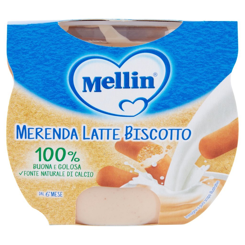 Mellin Mellin Merenda Latte e Biscotto al Cucchiaio 2 x 100 g