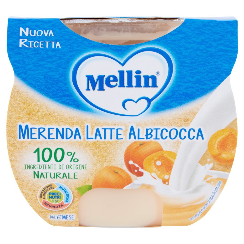 Mellin Mellin Merenda Latte e Albicocca al Cucchiaio 2 x 100 g