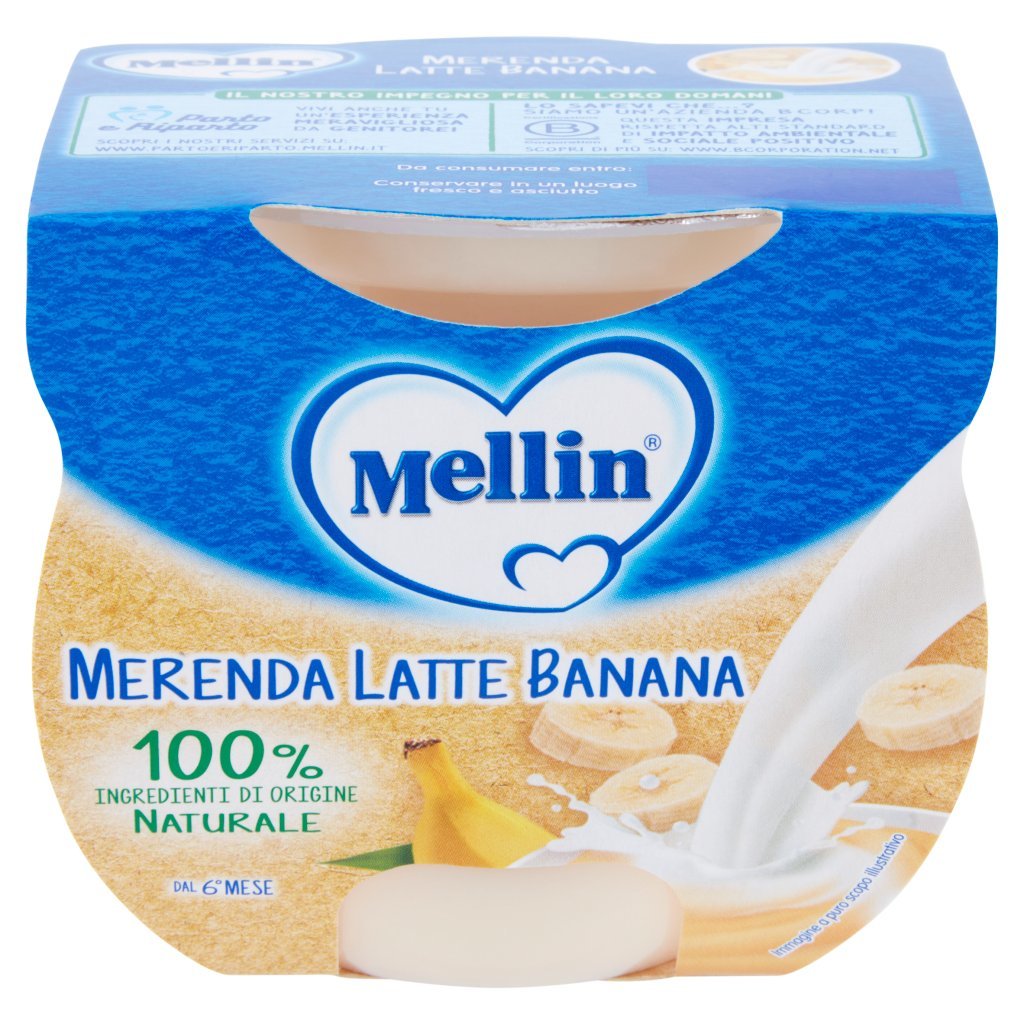 Mellin Mellin Merenda Latte e Banana al Cucchiaio 2 x 100 g