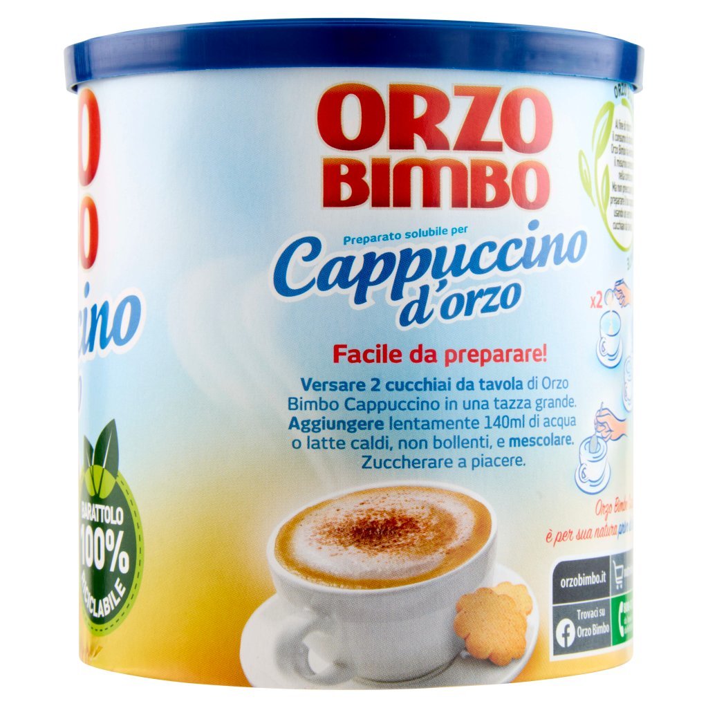 Orzo Bimbo Cappuccino d'Orzo, Preparato Solubile, con Orzo Italiano -