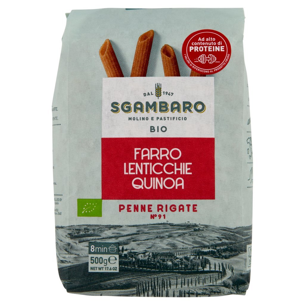 Sgambaro Bio Farro Lenticchie Quinoa Penne Rigate N°91