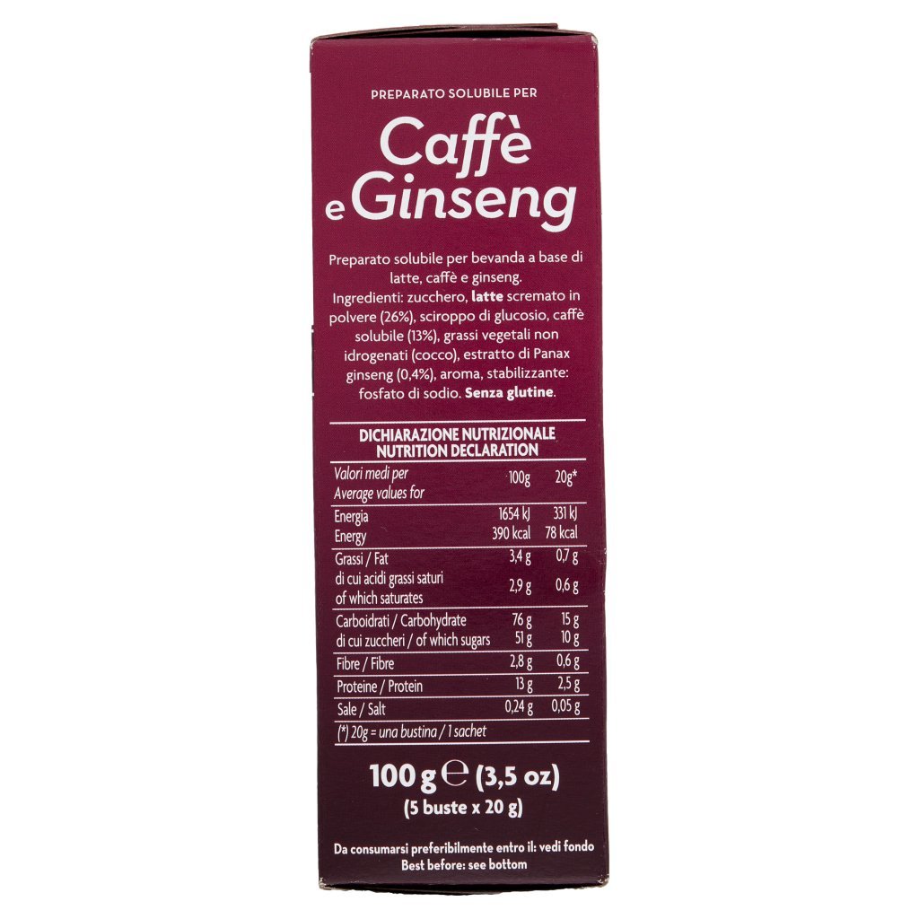 Crastan Preparato Solubile per Caffè e Ginseng 5 Buste 5 x 20 g