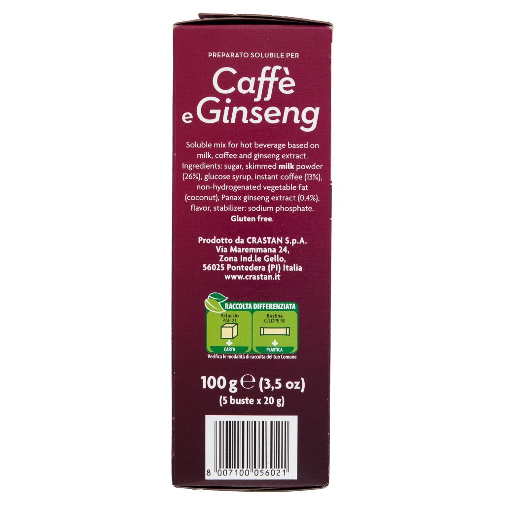 Crastan Preparato Solubile per Caffè e Ginseng 5 Buste 5 x 20 g