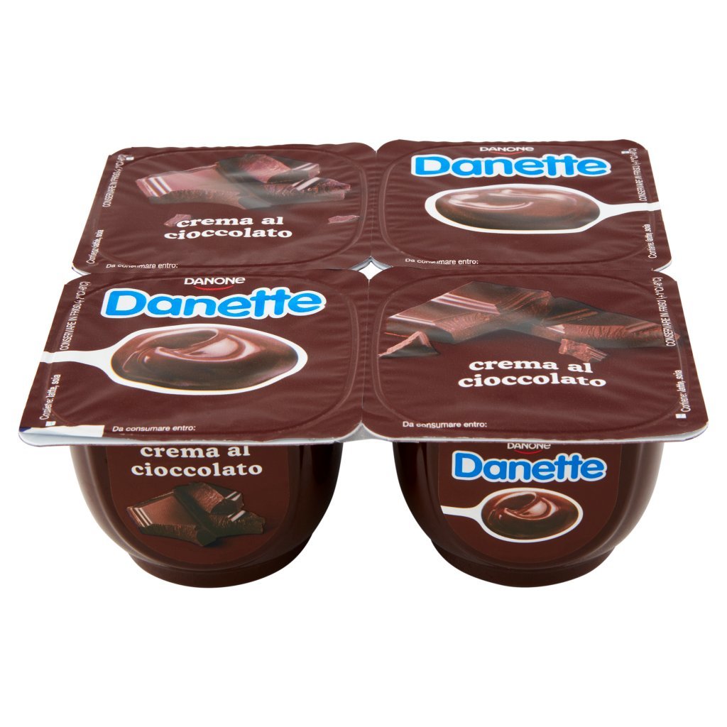 Danette Budino Gusto Cioccolato, Fresco Dessert, senza Conservanti, senza Glutine, 4x125g