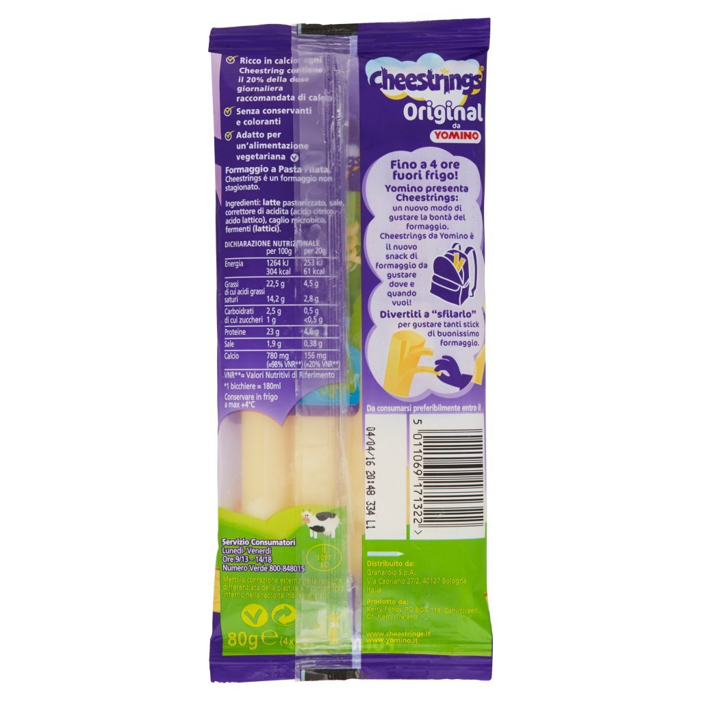 Cheestrings Original da Yomino 4 Snack di Formaggio 4 x 20 g