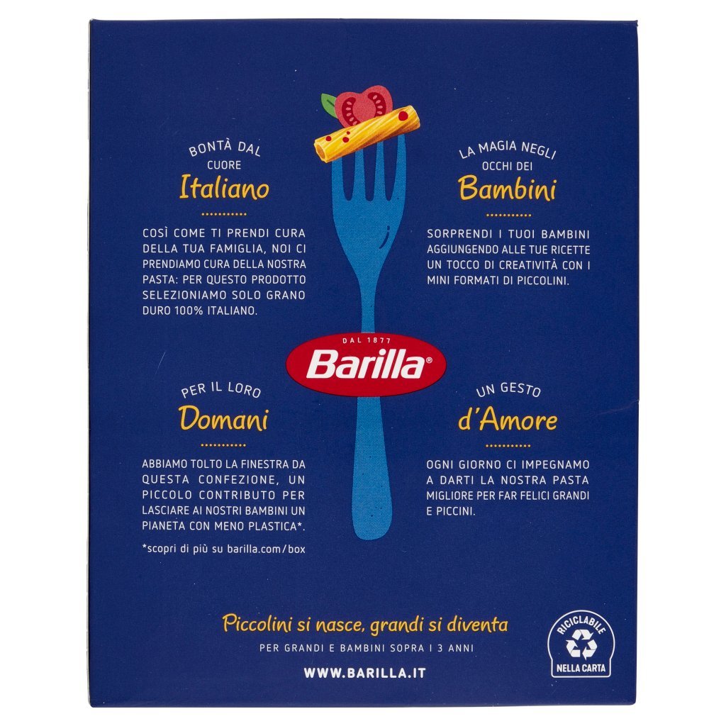 Barilla Pasta Piccolini Mini Tortiglioni 100% Grano Italiano