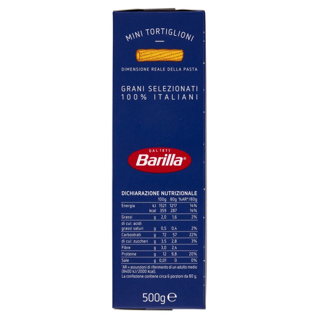 Barilla Pasta Piccolini Mini Tortiglioni 100% Grano Italiano