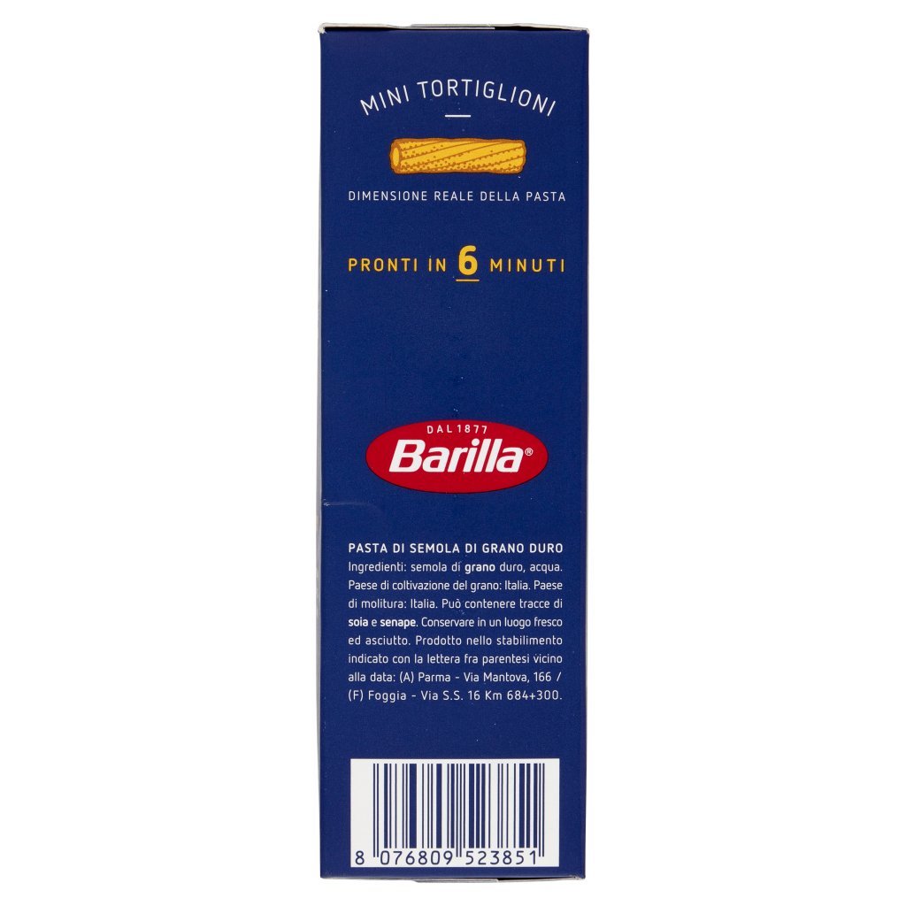 Barilla Pasta Piccolini Mini Tortiglioni 100% Grano Italiano