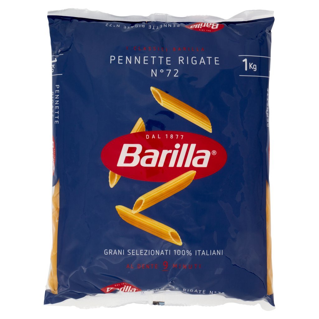 Barilla Pasta Pennette Rigate N.72 100% Grano Italiano Cello 1kg