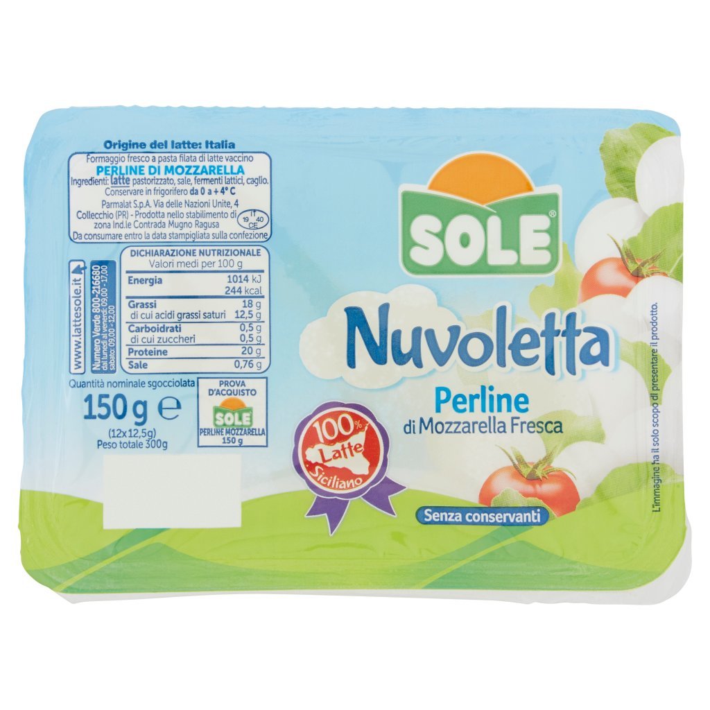 Sole Nuvoletta Perline di Mozzarella Fresca 12 x 12,5 g