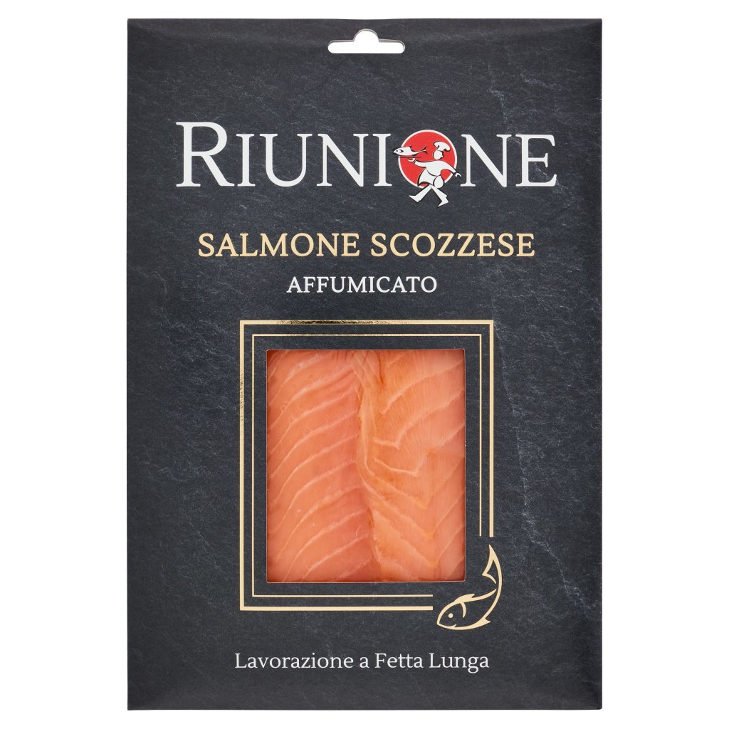 Riunione Salmone Scozzese Affumicato Lavorazione a Fetta Lunga