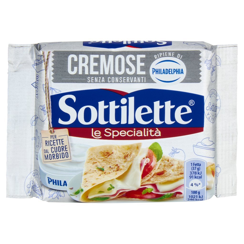 Sottilette Le Specialità Cremose - Formaggio Fuso a Fette Ripieno di Philadelphia -