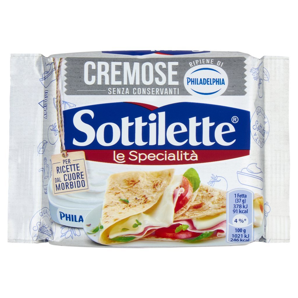 Sottilette Le Specialità Cremose - Formaggio Fuso a Fette Ripieno di Philadelphia -