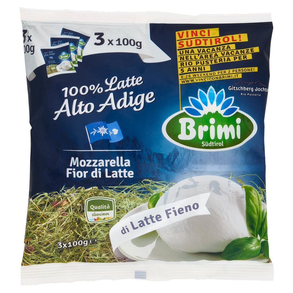 Brimi Mozzarella Fior di Latte di Latte Fieno 3 x 100 g