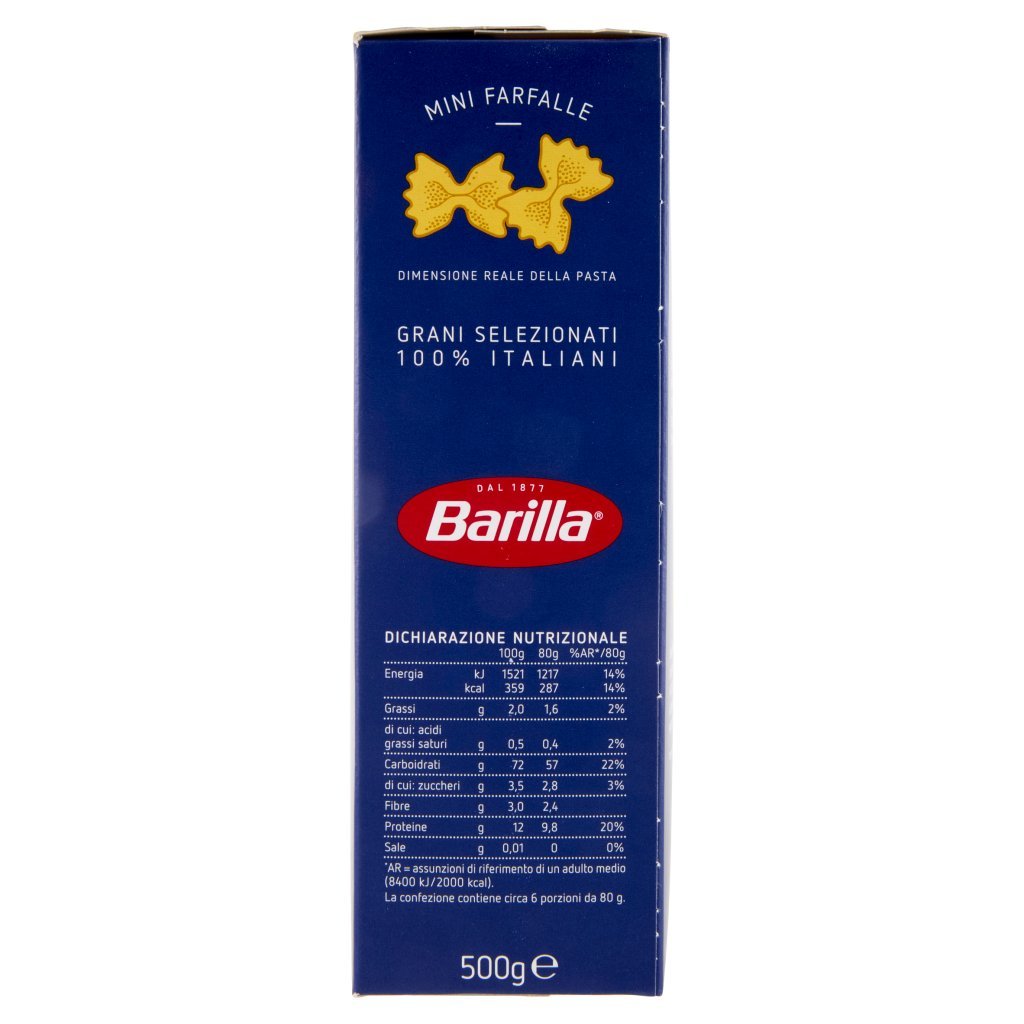 Barilla Pasta Piccolini Mini Farfalle 100% Grano Italiano