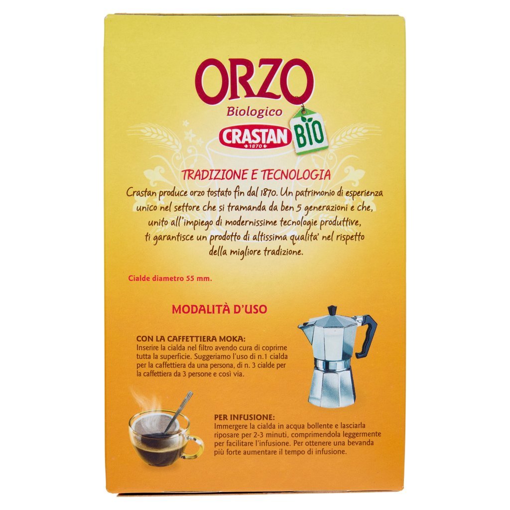 Crastan Bio Orzo Biologico Tostato Macinato Cialde per Moka e Infusione 25 x 6 g