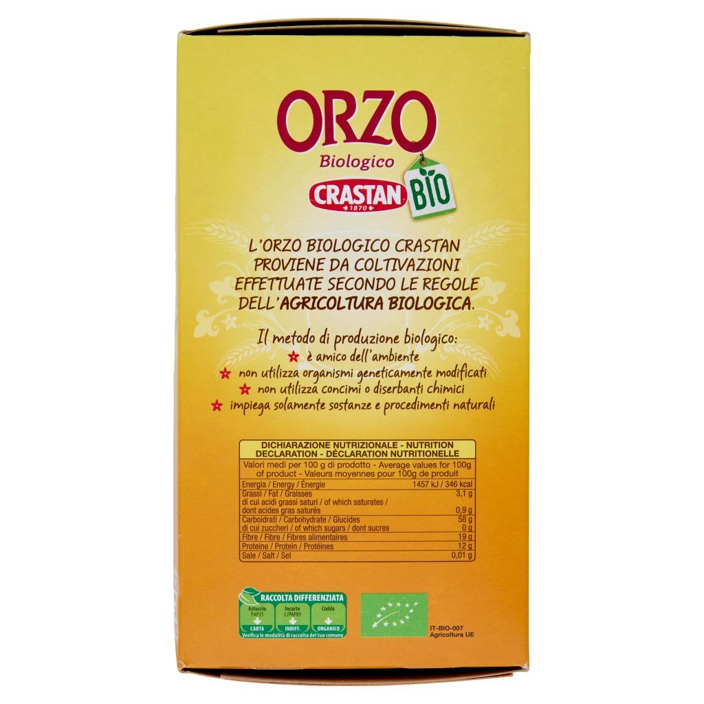 Crastan Bio Orzo Biologico Tostato Macinato Cialde per Moka e Infusione 25 x 6 g