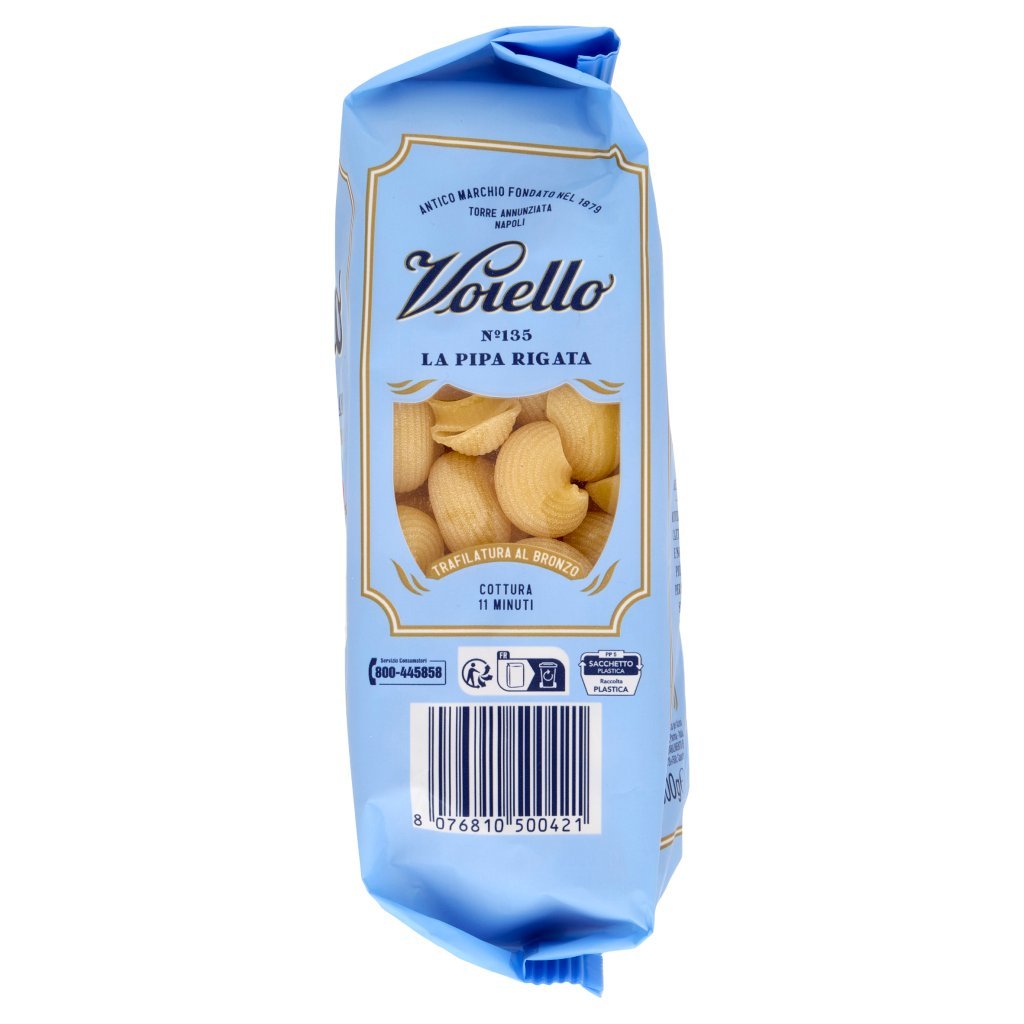 Voiello Pasta la Pipa Rigata N°135 Grani 100% Italiani Trafilata Bronzo