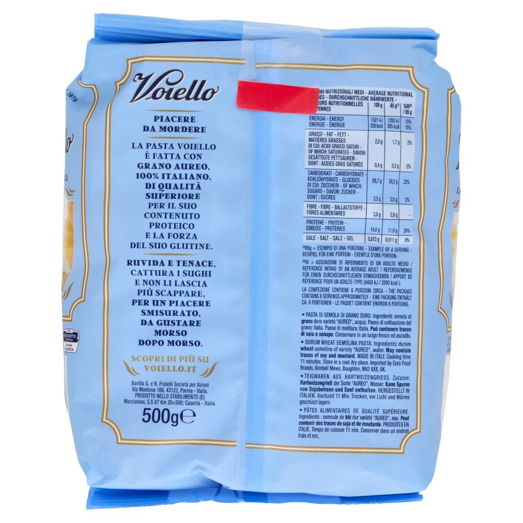 Voiello Pasta la Pipa Rigata N°135 Grani 100% Italiani Trafilata Bronzo