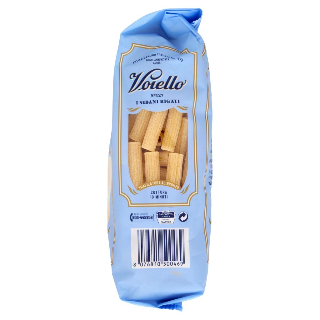 Voiello Pasta i Sedani Rigati N°127 Grani 100% Italiani Trafilata Bronzo