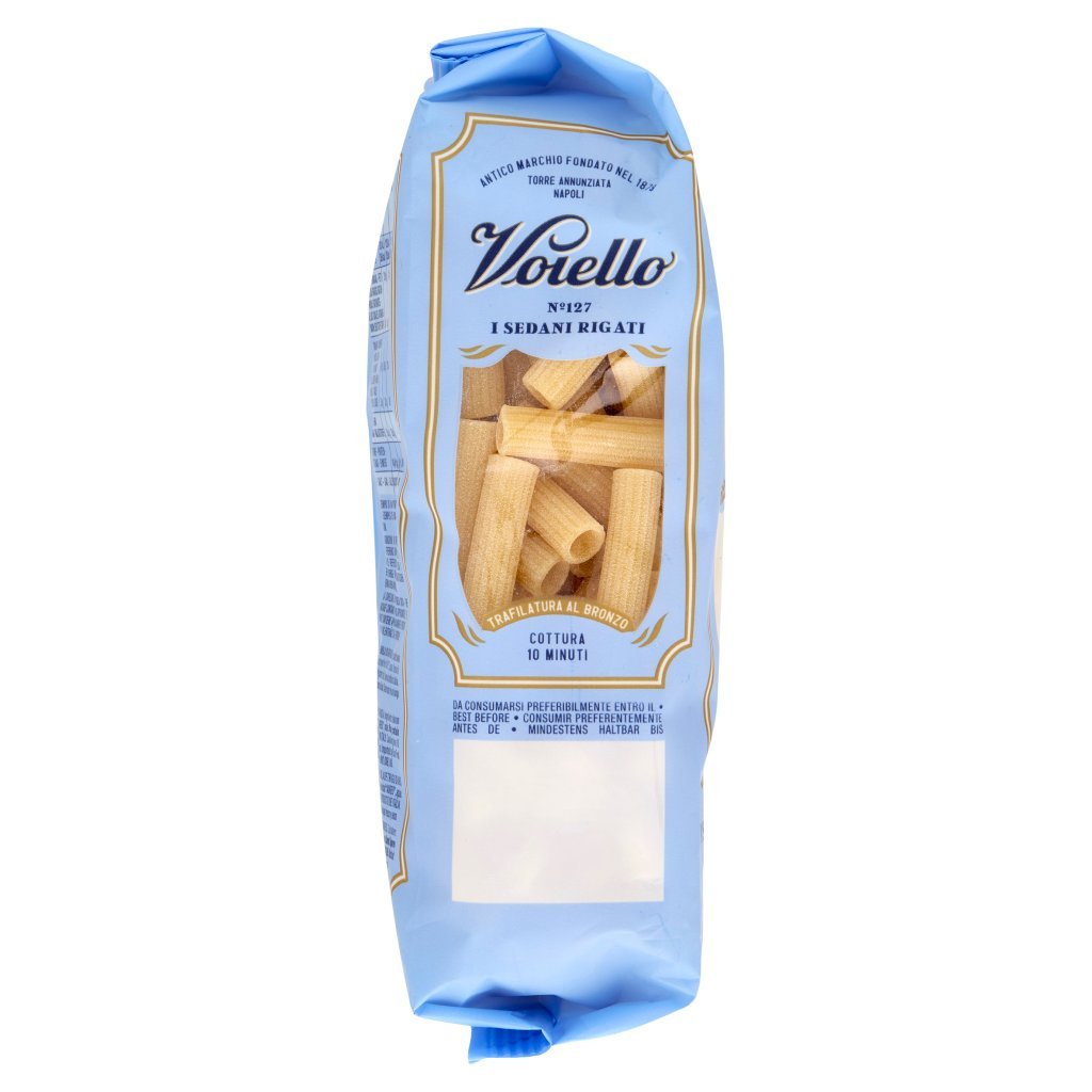 Voiello Pasta i Sedani Rigati N°127 Grani 100% Italiani Trafilata Bronzo