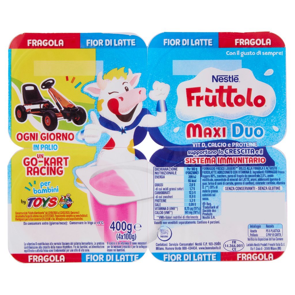 Fruttolo Nestlé  Maxi Duo Fragola - Fior di Latte 4x100g