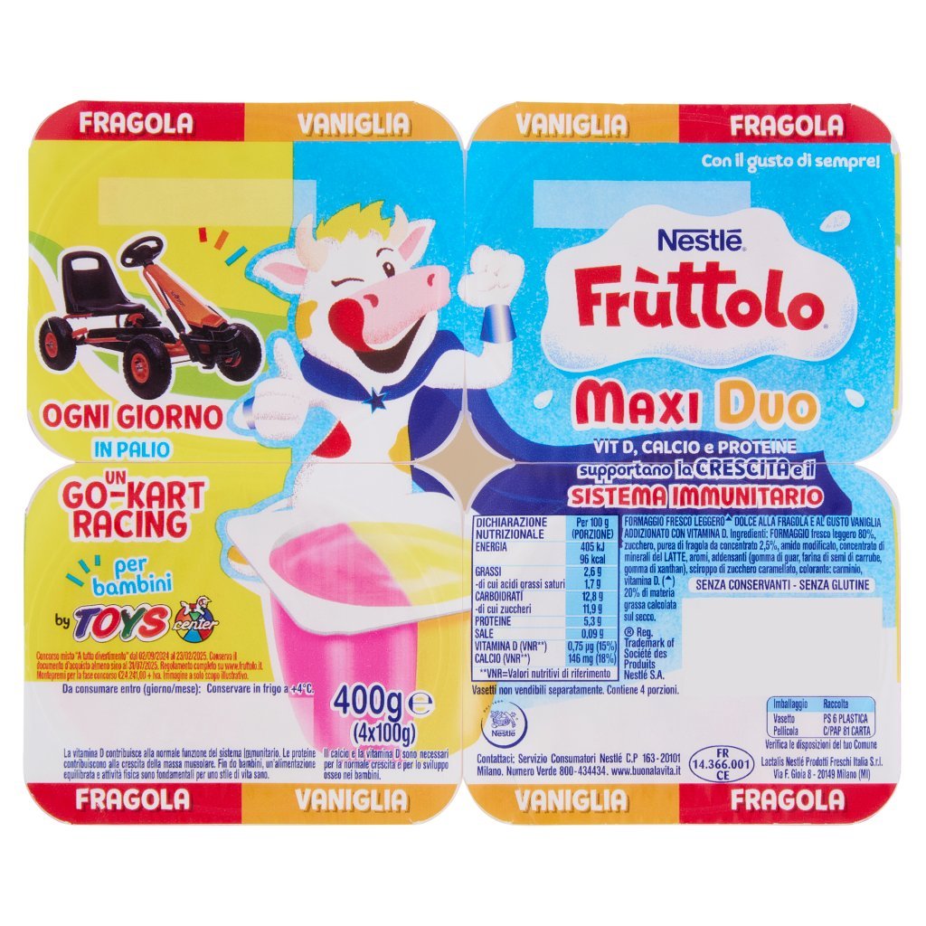 Fruttolo Nestlé  Maxi Duo Fragola - Vaniglia 4x100g