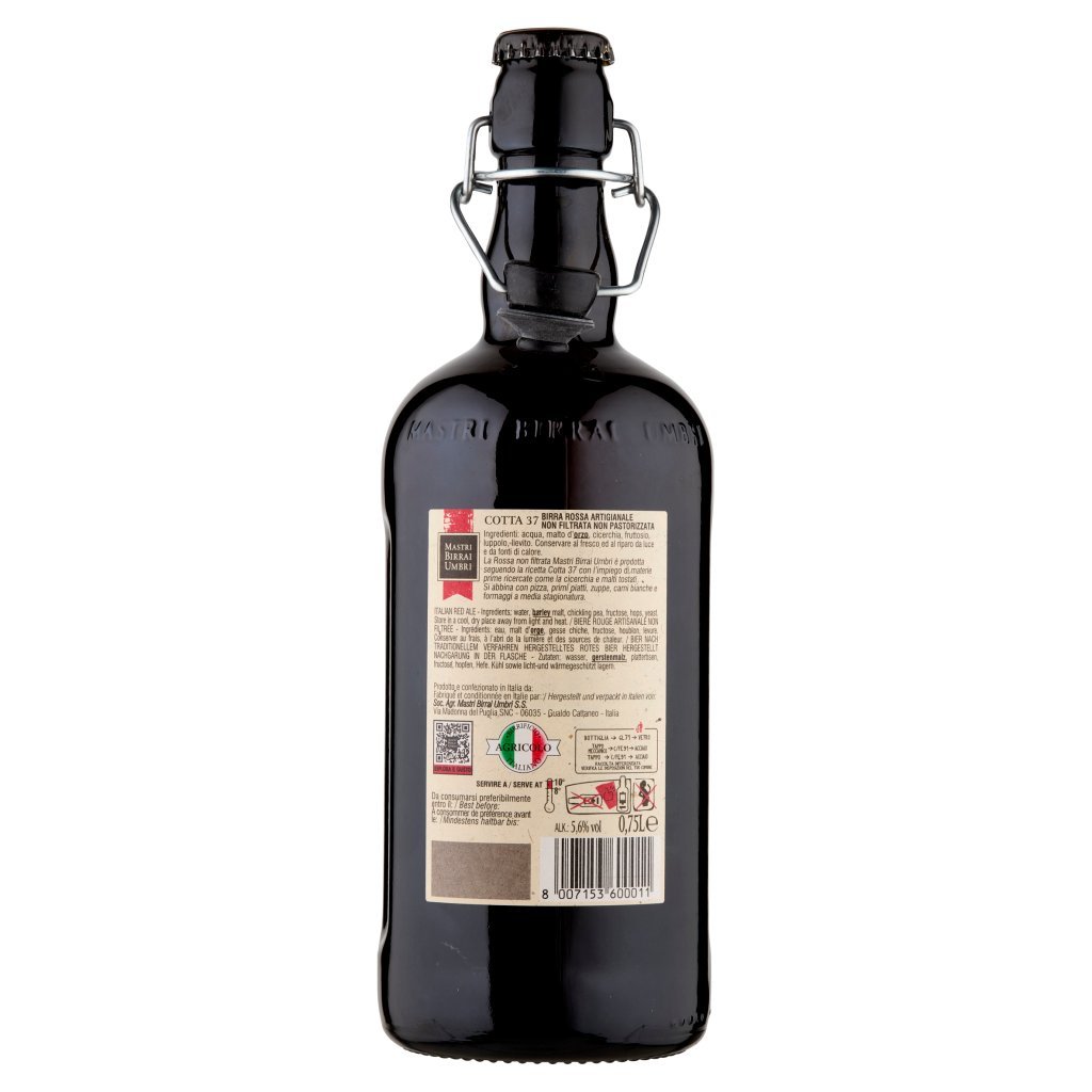 Mastri Birrai Umbri Cotta 37 Birra Rossa Artigianale Non Filtrata Non Pastorizzata 0,75 l