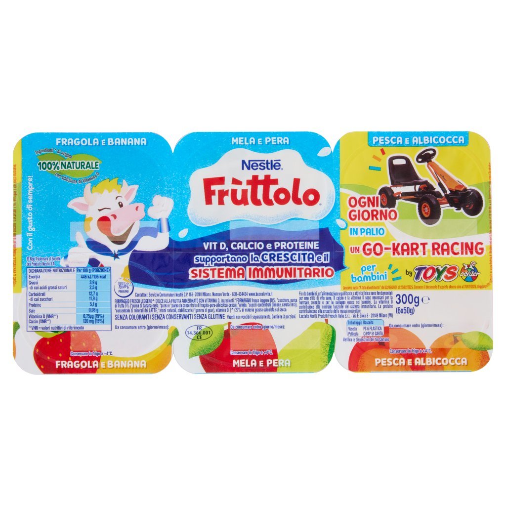 Fruttolo Nestlé  Fragola e Banana - Mela e Pera - Pesca e Albicocca 6x50g