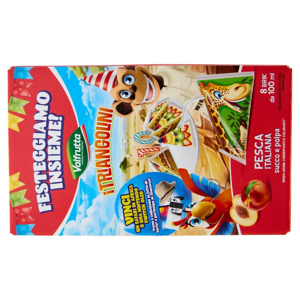 Valfrutta I Triangolini Pesca Italiana Succo e Polpa Brik 8 x 100 Ml