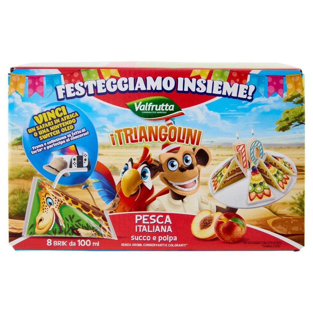 Valfrutta I Triangolini Pesca Italiana Succo e Polpa Brik 8 x 100 Ml