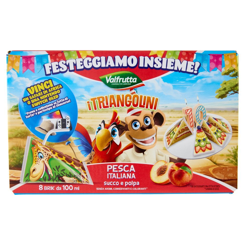 Valfrutta I Triangolini Pesca Italiana Succo e Polpa Brik 8 x 100 Ml