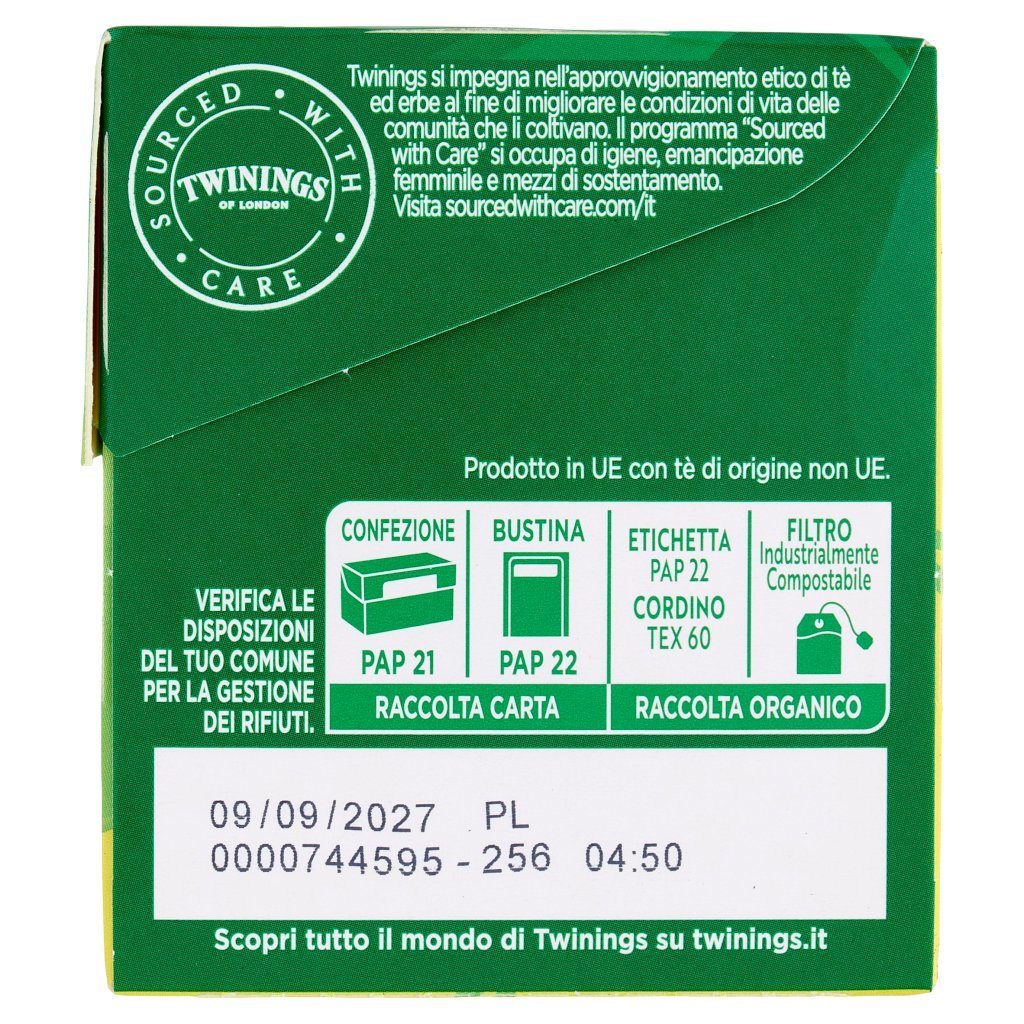 Twinings Limone Tè Verde Aromatizzato Antiossidante e Supporto Metabolismo 25 Filtri The