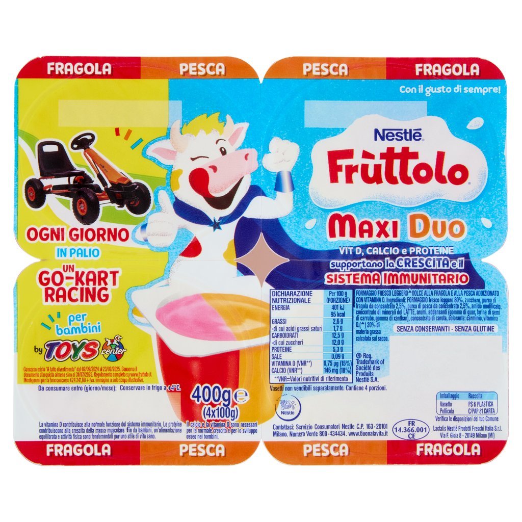 Fruttolo Nestlé  Maxi Duo Fragola - Pesca 4 x 100 g