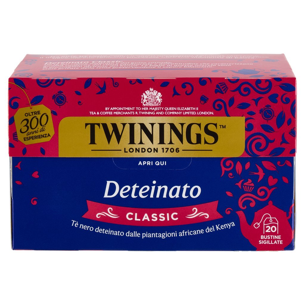 Twinings Deteinato Classic Tè Nero Deteinato 20 Filtri The