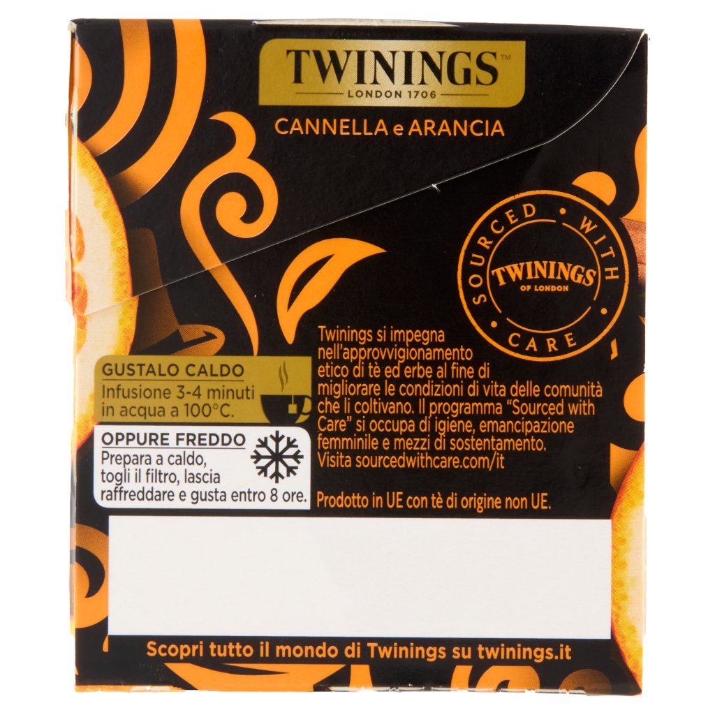 Twinings Cannella e Arancia Tè Nero Aromatizzato 20 Filtri The