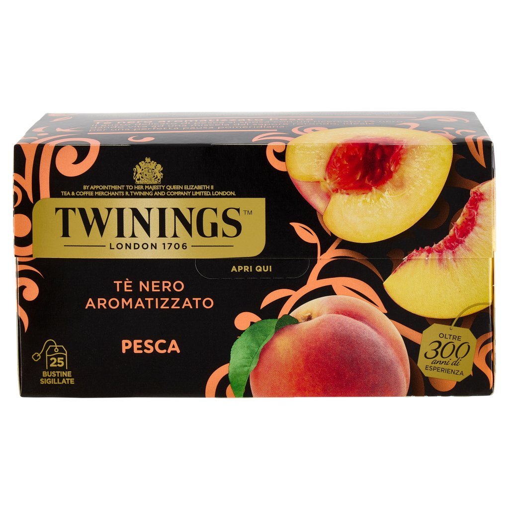 Twinings Pesca Tè Nero Aromatizzato 25 Filtri The