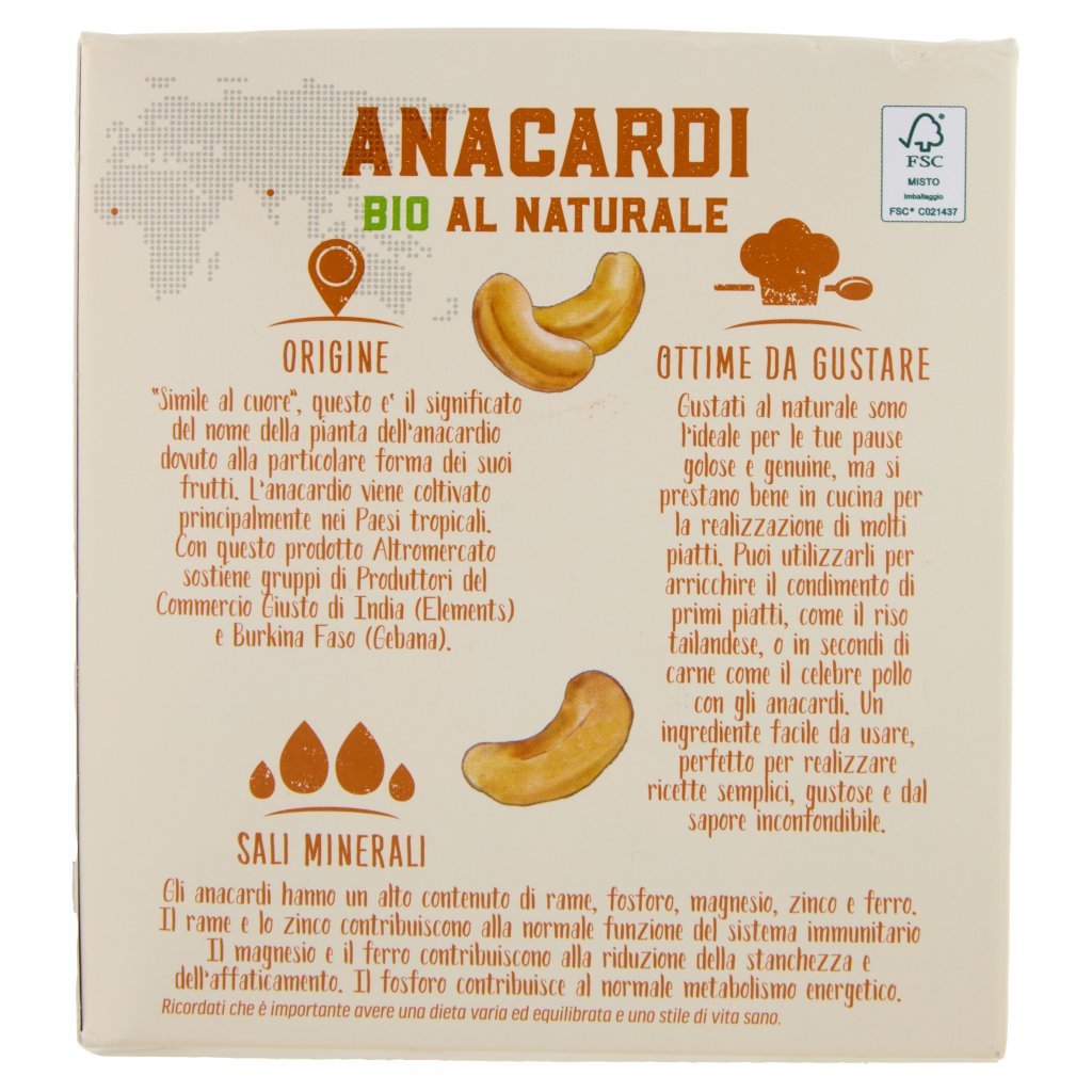 Altromercato Commercio Giusto Anacardi Bio al Naturale