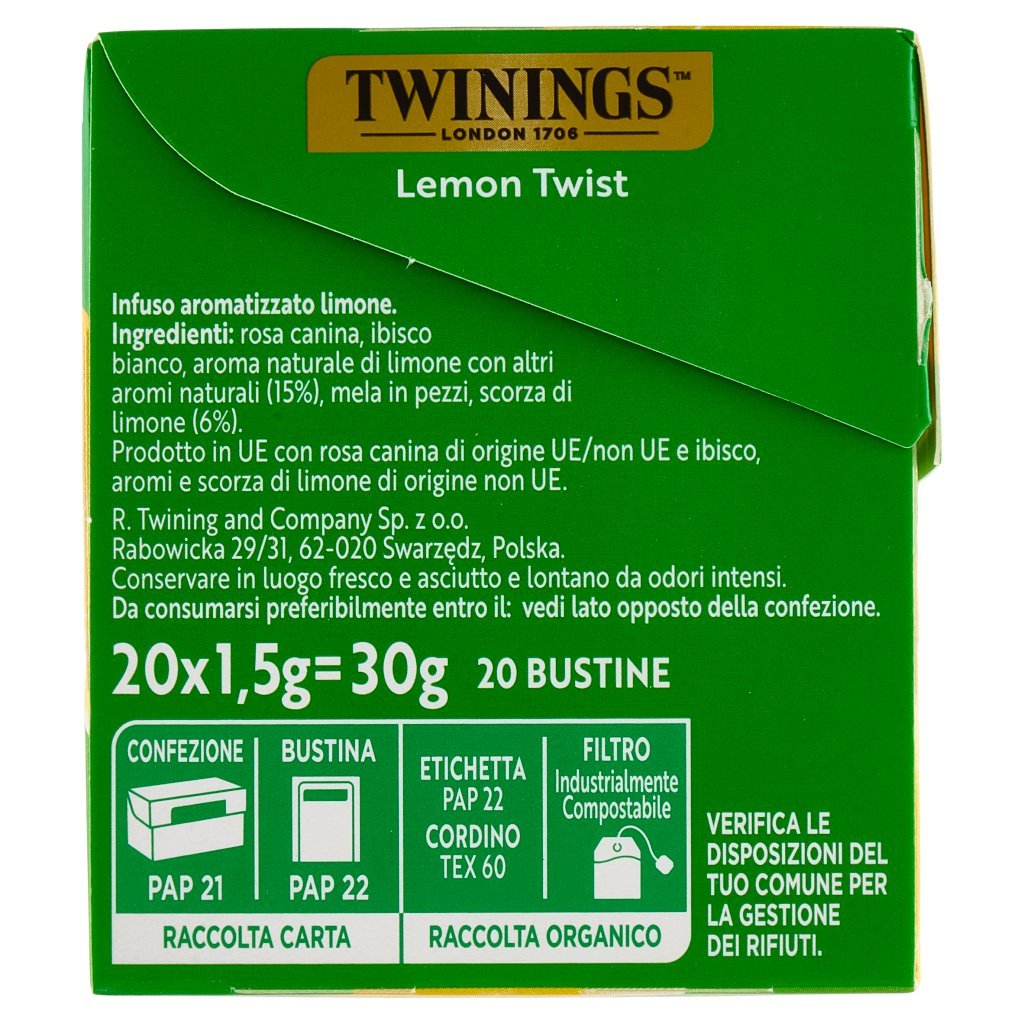 Twinings Lemon Twist Infuso Sensations 20 Filtri